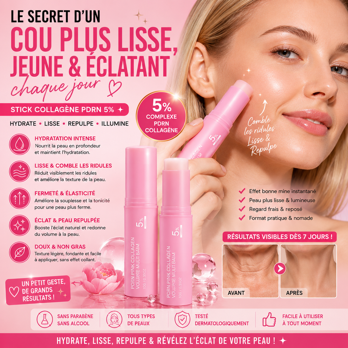 Rituel Collagène PDRN 5% | Soin Visage & Cou avec Gua Sha + Stick
