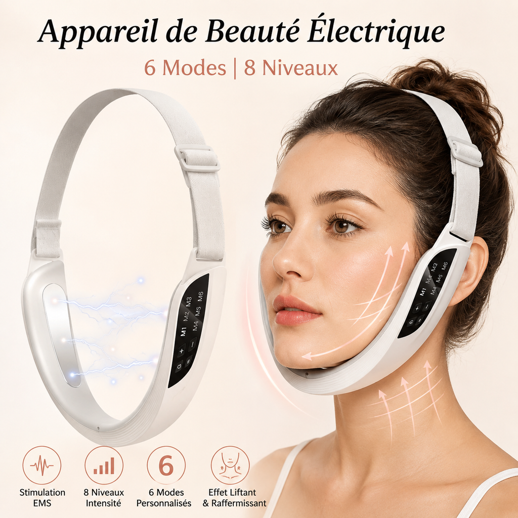 Appareil Lifting Visage Électrique | 6 Modes · 8 Niveaux · LED 5 Couleurs