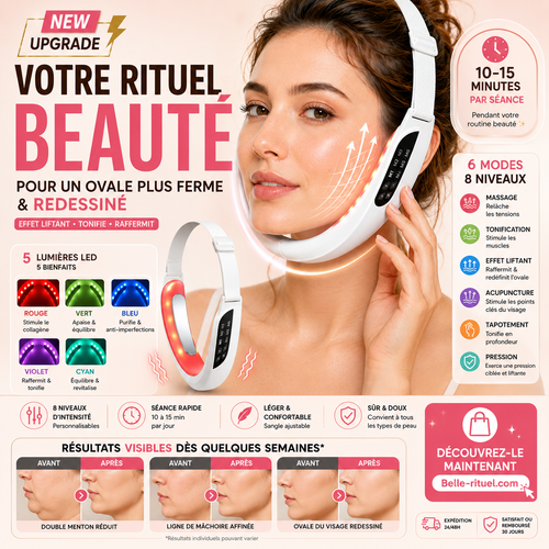 Appareil Lifting Visage Électrique | 6 Modes · 8 Niveaux · LED 5 Couleurs