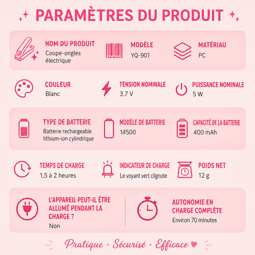 Coupe-ongles Électrique avec Lumière LED — Manucure & Pédicure pour Bébé et Adulte