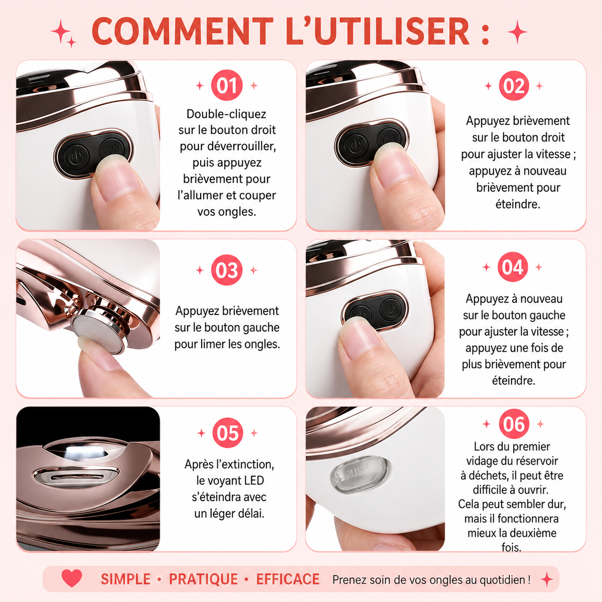 Coupe-ongles Électrique avec Lumière LED — Manucure & Pédicure pour Bébé et Adulte