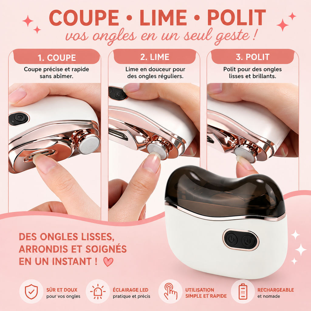 Coupe-ongles Électrique avec Lumière LED — Manucure & Pédicure pour Bébé et Adulte