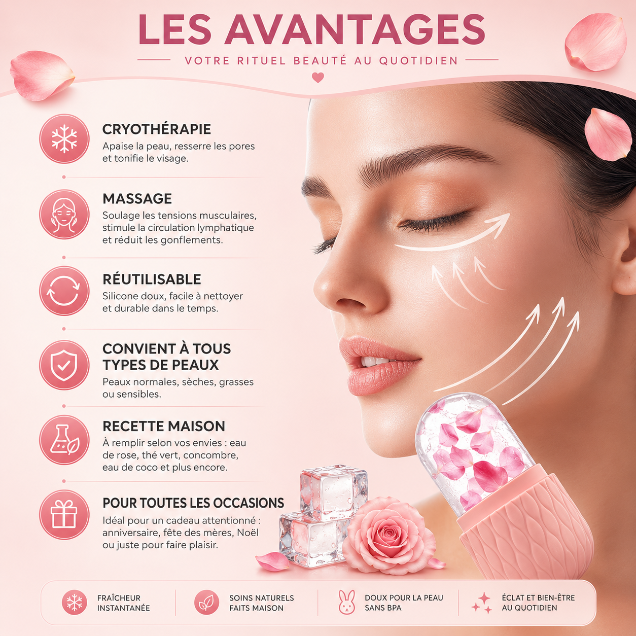 Rouleau Glaçant Visage – Soin Raffermissant & Éclat