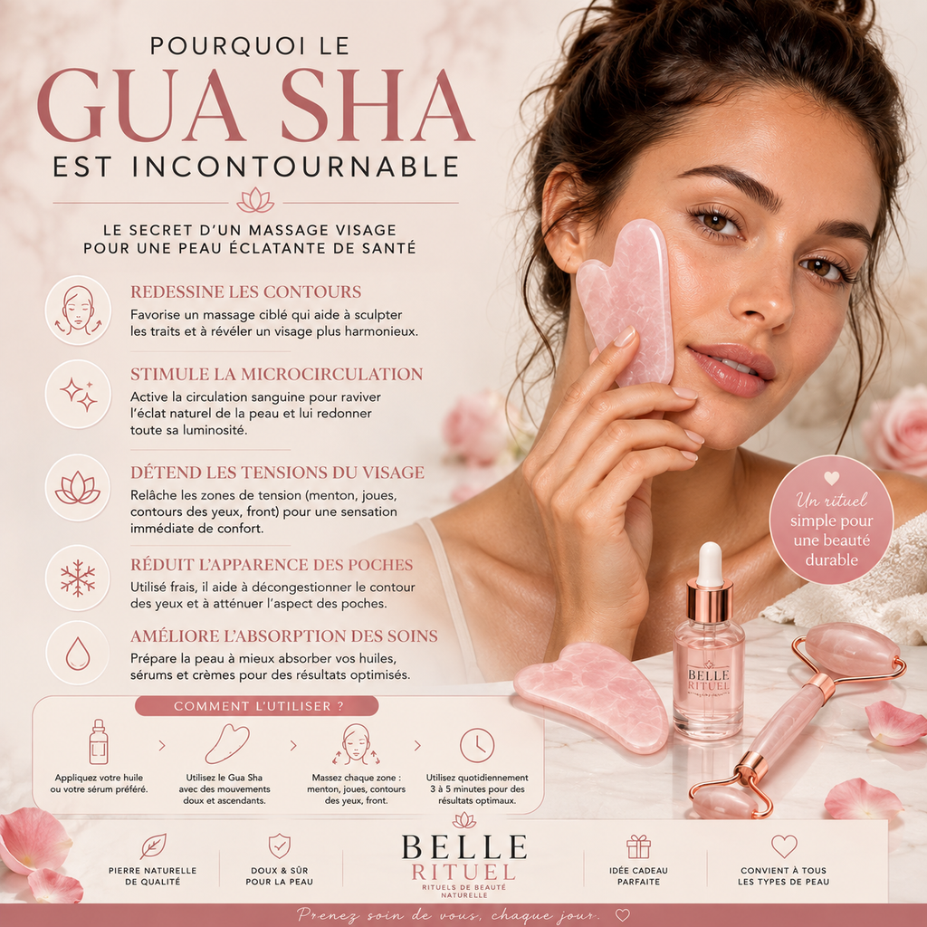 Rituel Visage 3-en-1 — Rouleau Glacé, Gua Sha & Drainage Lymphatique