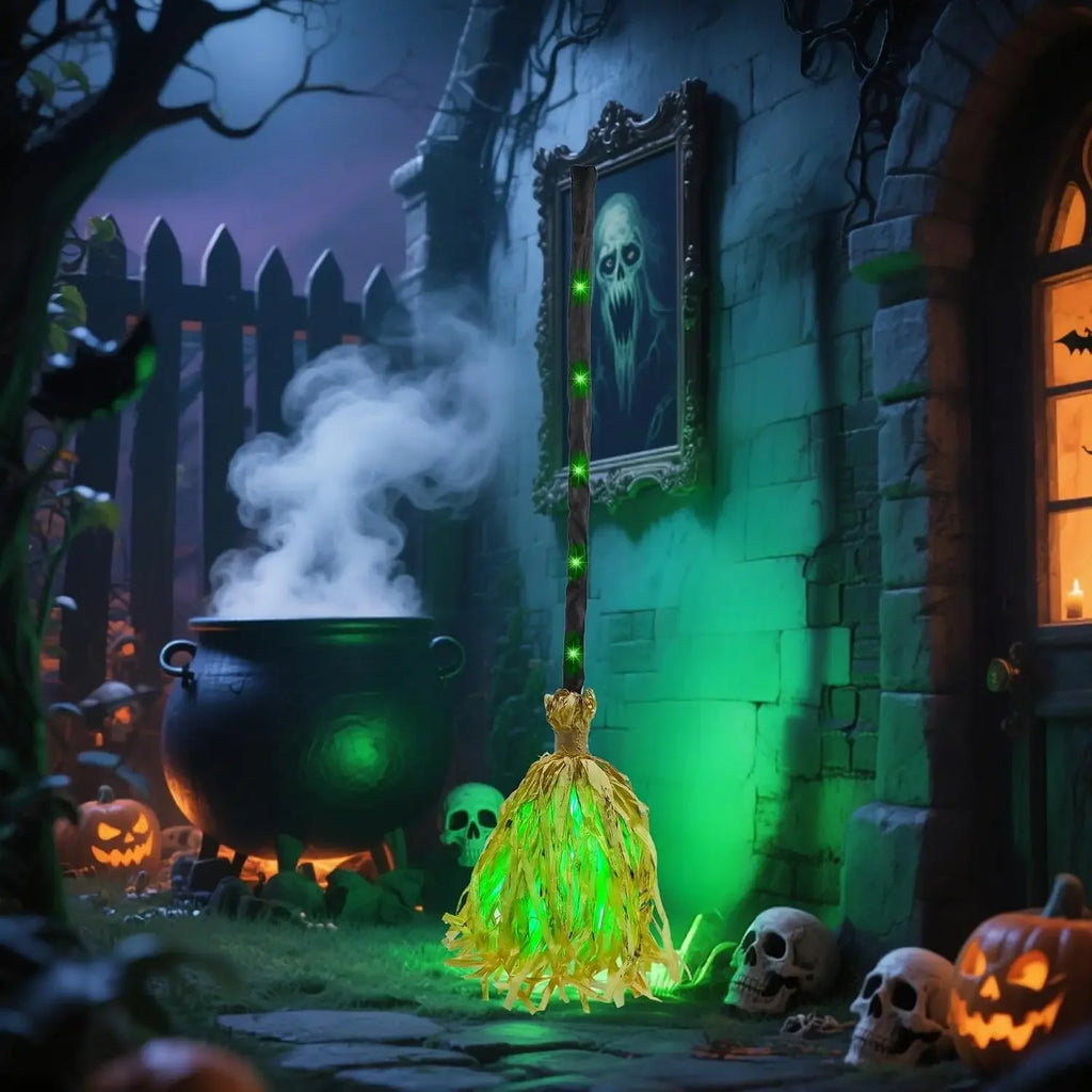 Balai de Sorcière Animé Halloween – Lumières, Sons & Mouvement